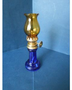 Mini Olielampje, Tafellampje, glas, amber lampglas